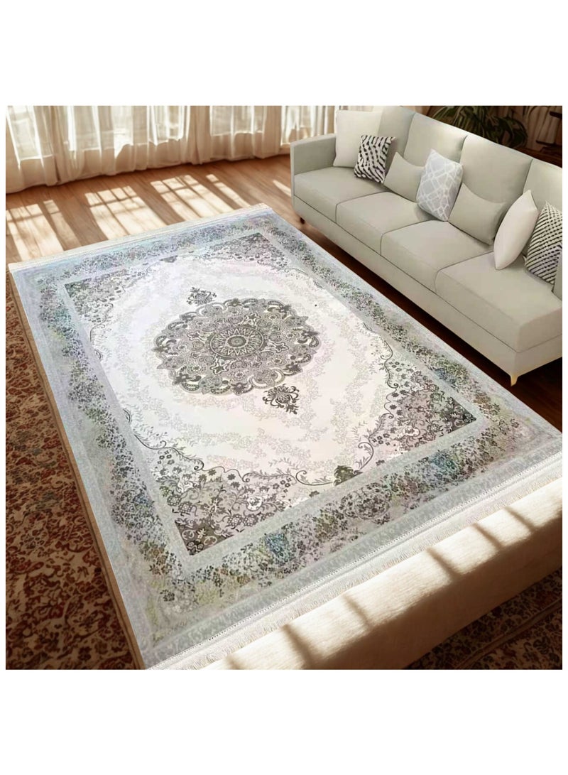 SMART HOME Large padded floor mat with a soft velvet surface and non-slip backing - Living room rug - Majlis rug - Lounge rug - Luxurious decorative rug - Elegant rug with modern patterns for living rooms and majlis - Size 400x300cm - Suitable for everyday use and entertaining - Image 5